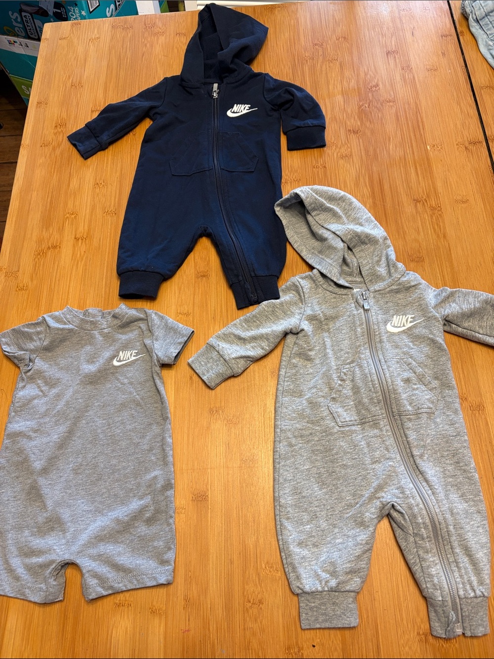 Nike Bundle 3 Month Baby One-Piece Sets in Navy and Gray